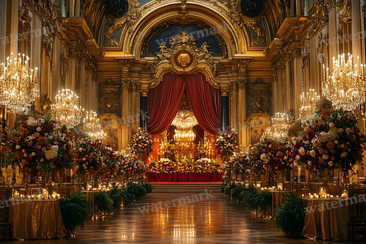 Opulent Wedding Ballroom digital photo backdrop for photo editing, preview 35