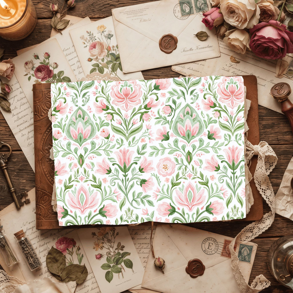 Pastel Pink & Green Watercolor Pattern