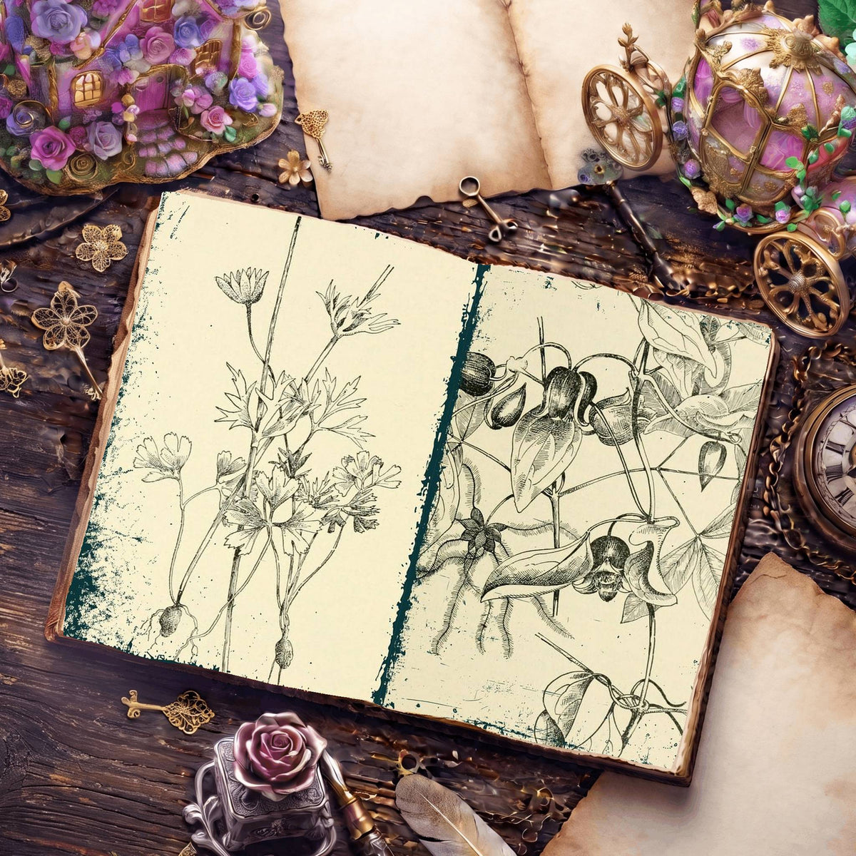 Botanical Sketches Digital Papers