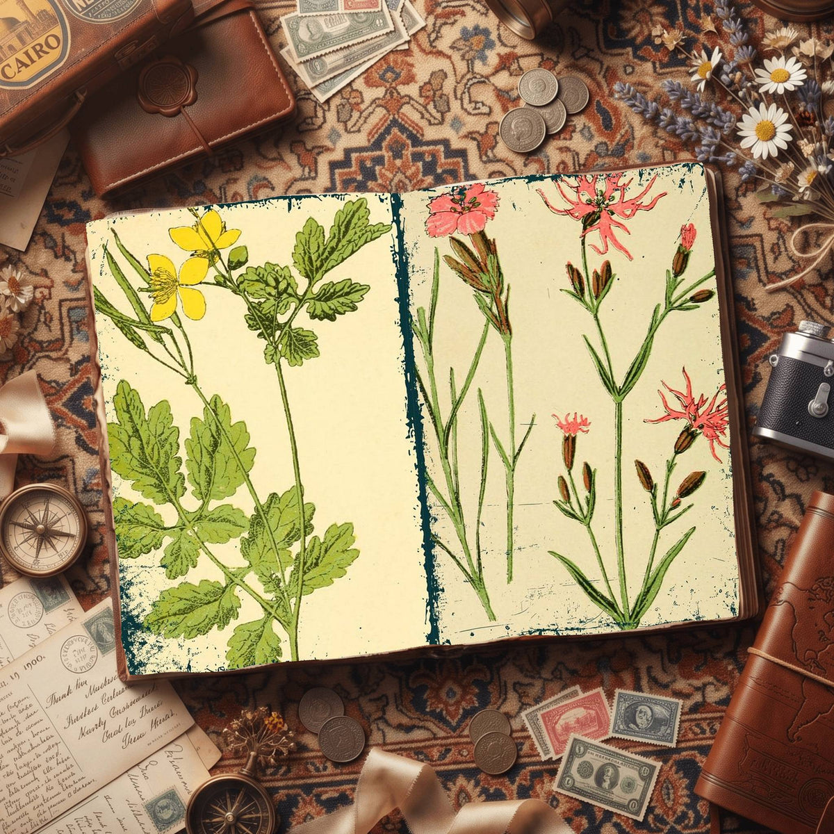 Botanical printable junk journal paper, page preview 36