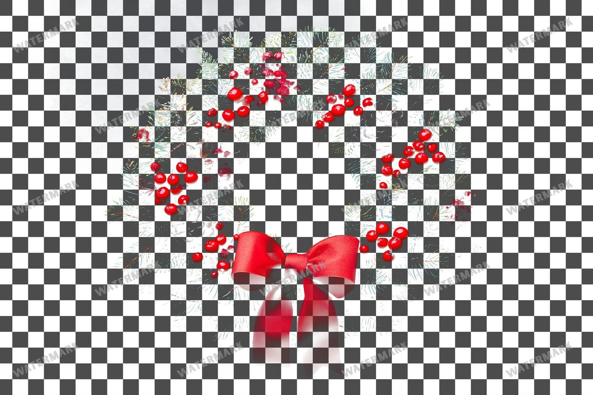 Christmas Wreath PNG overlay on a transparent checkered background, preview 36