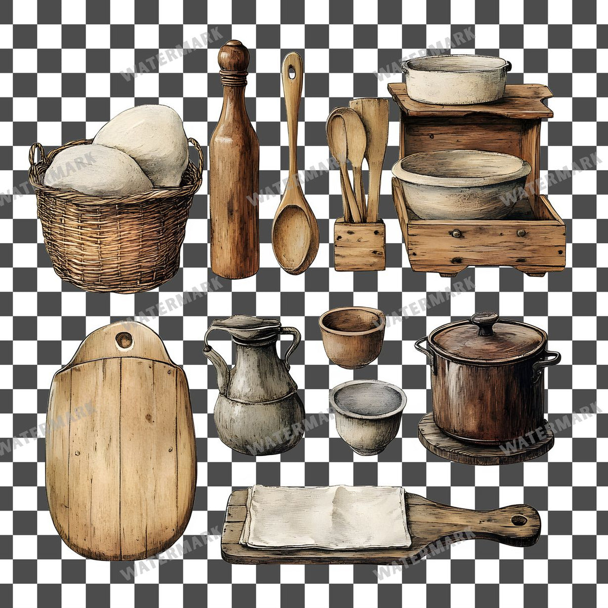 Wooden Rockin Vintage Style Clipart Pngs