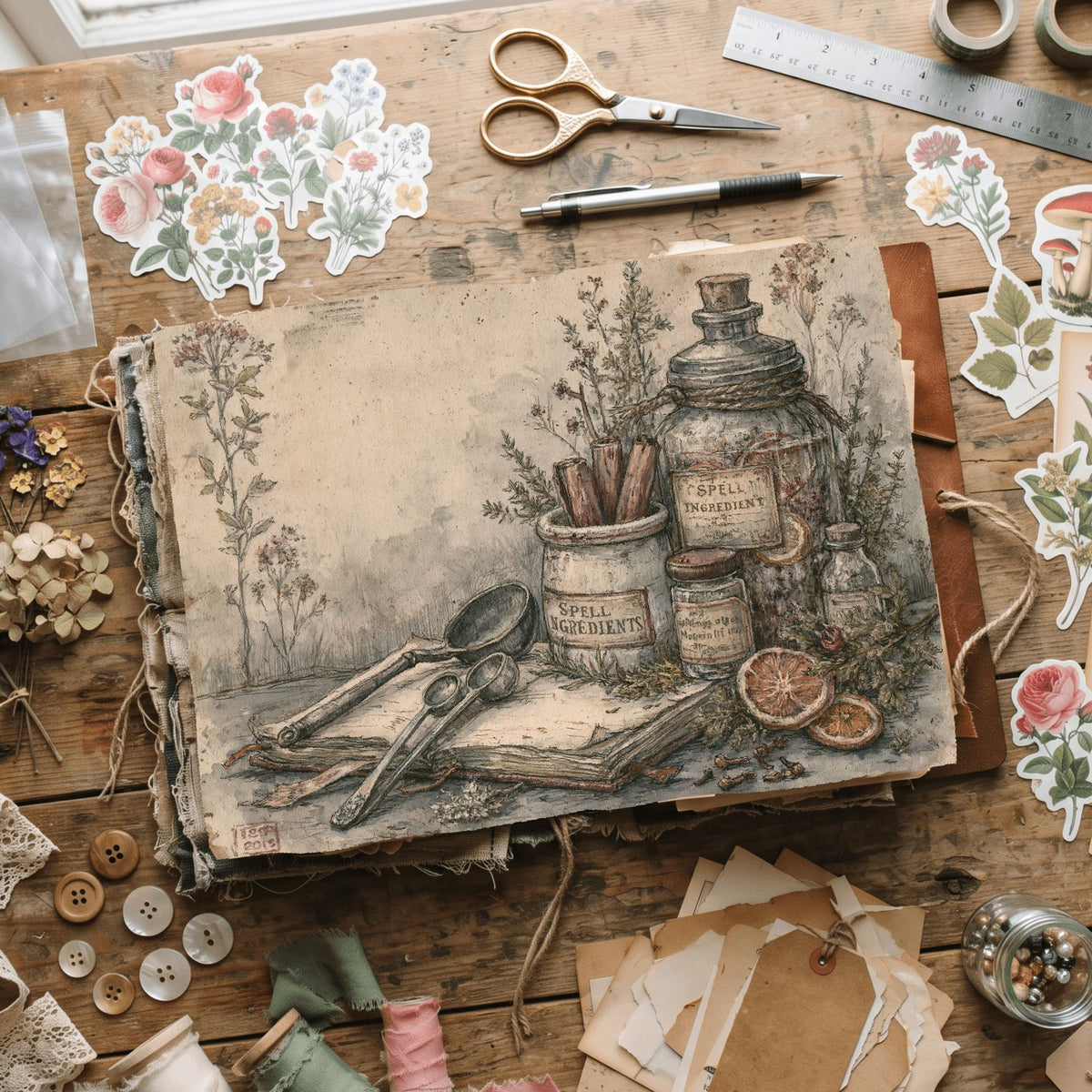 Ancient Spell Ingredients Journal Page