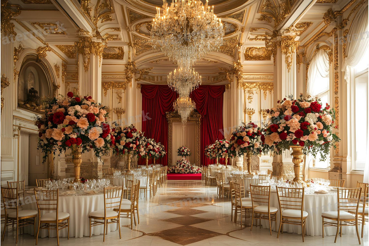 Opulent Wedding Ballroom digital photo backdrop for photo editing, preview 36