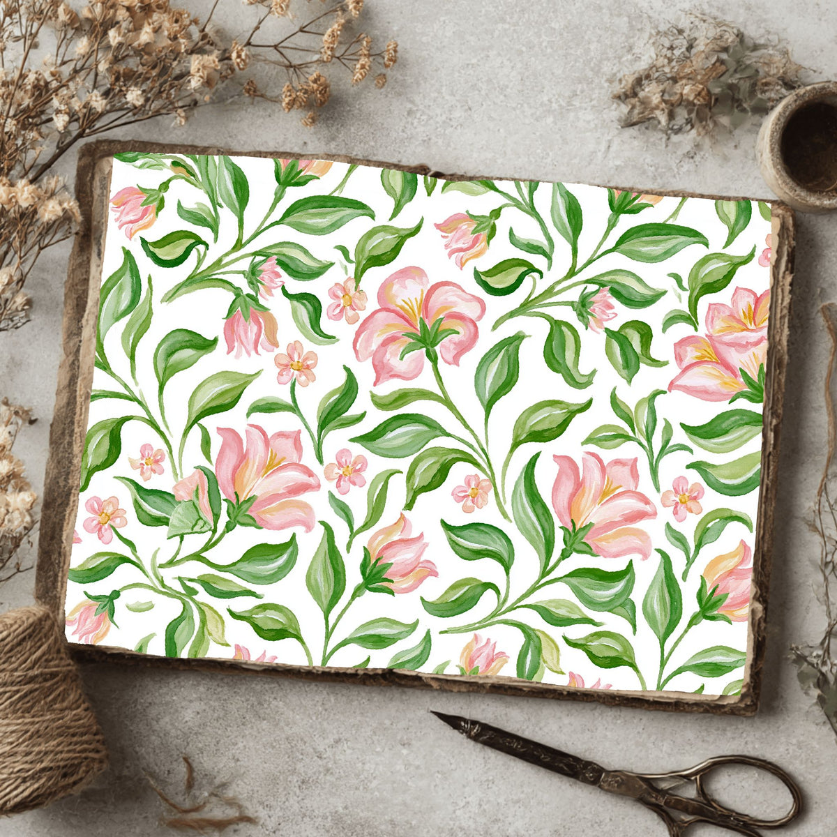 Pastel Pink & Green Watercolor Pattern