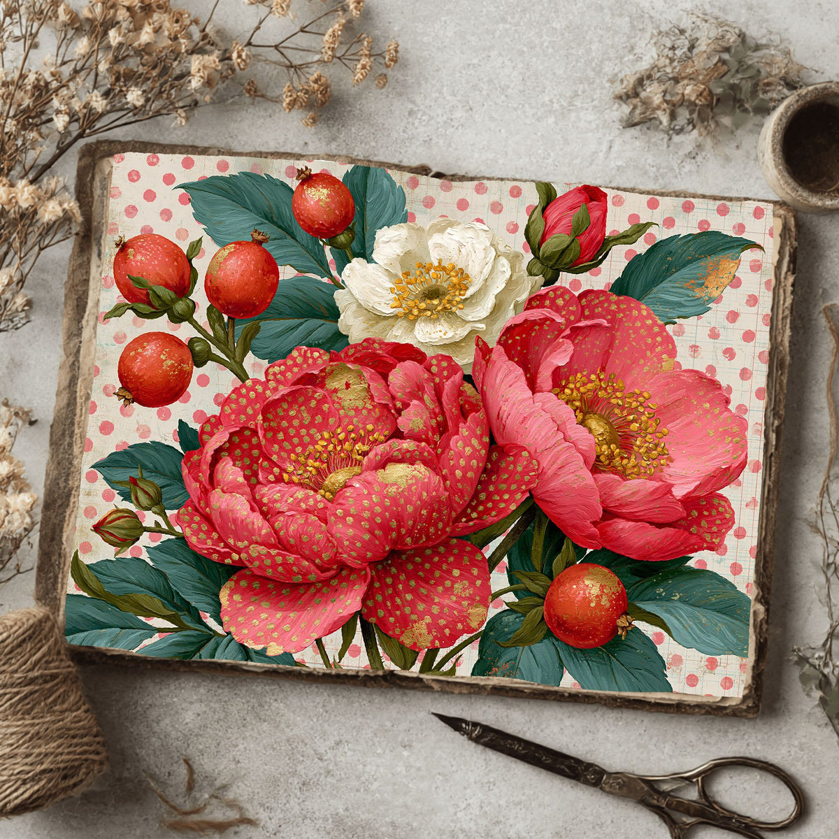 Pink & Gold Shabby Chic Journal Paper