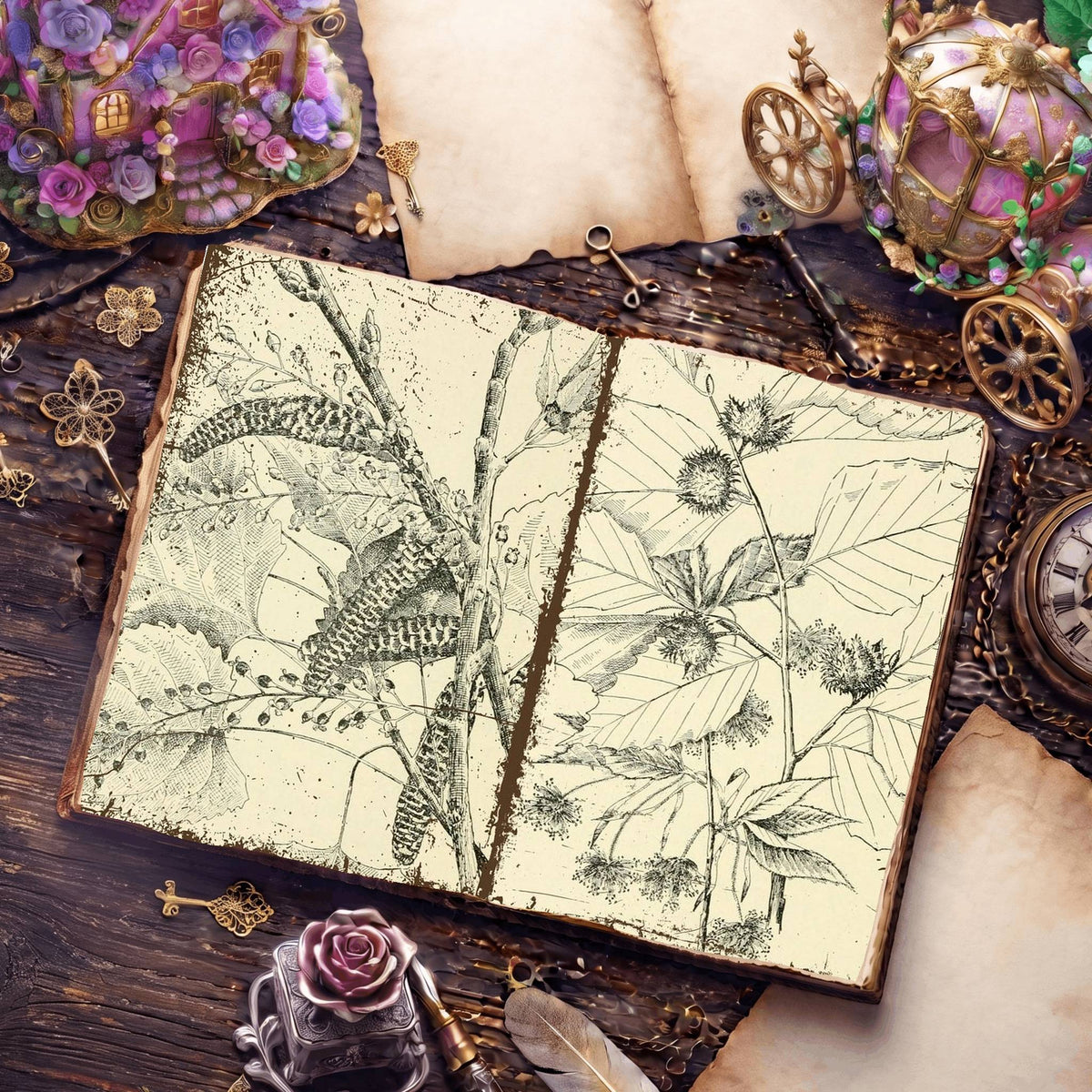 Botanical Sketches Digital Papers