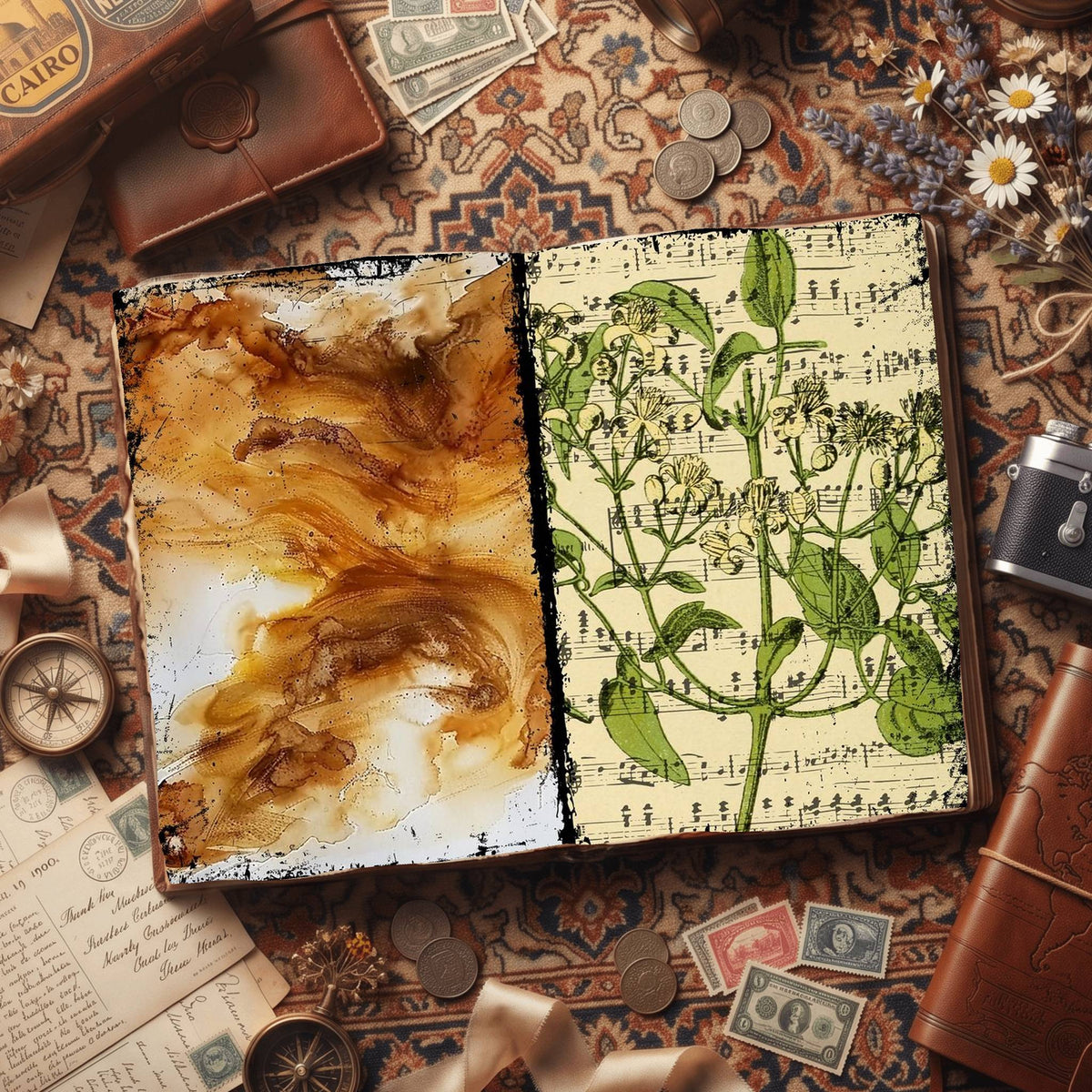 Botanical printable junk journal paper, page preview 37