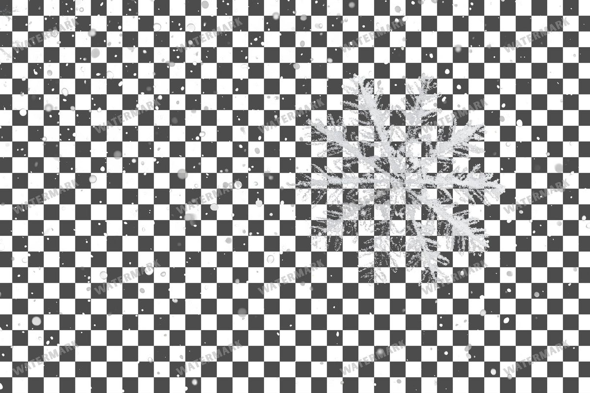 Large Snowflake Single Large Flake PNG overlay on a transparent checkered background, preview 37