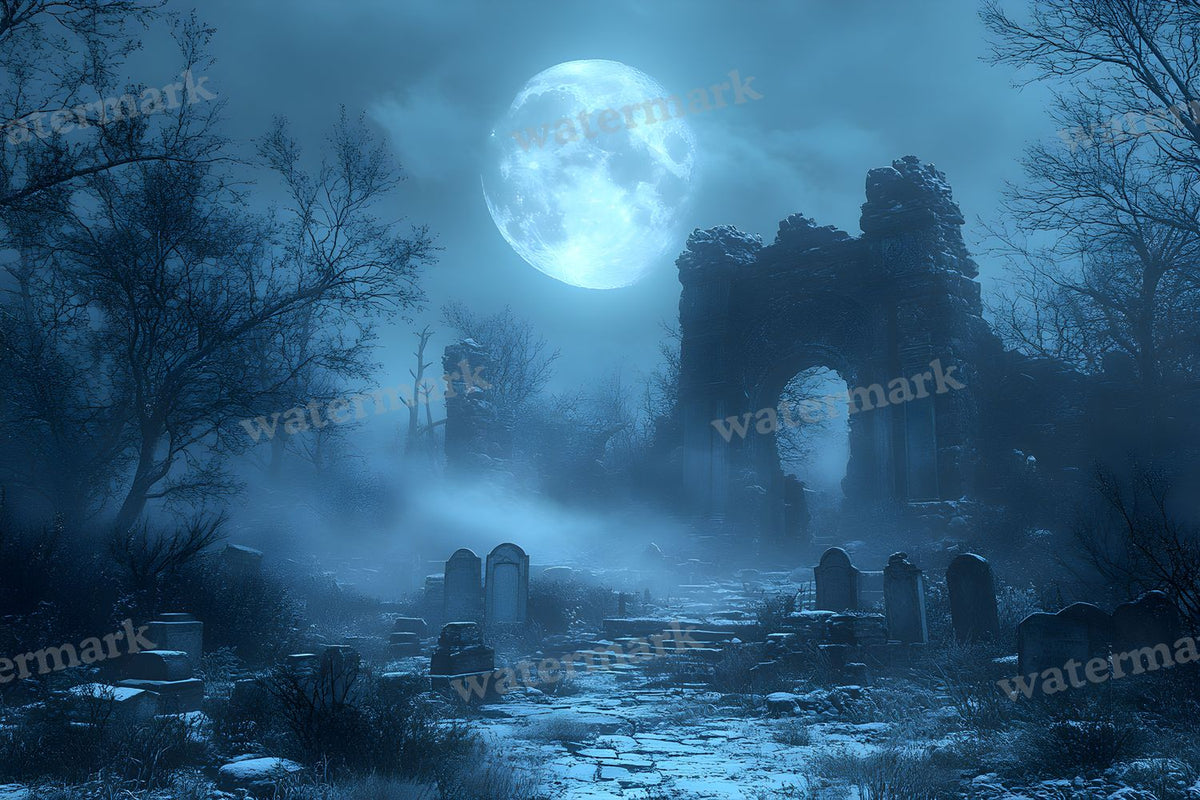 Moonlit Graveyard Backdrop Images