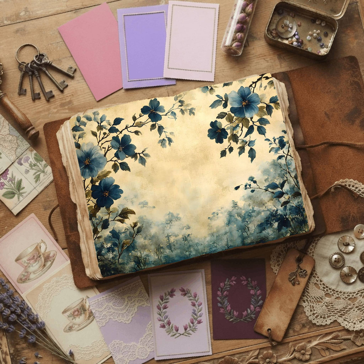 Royal Gardens printable junk journal paper, page preview 37