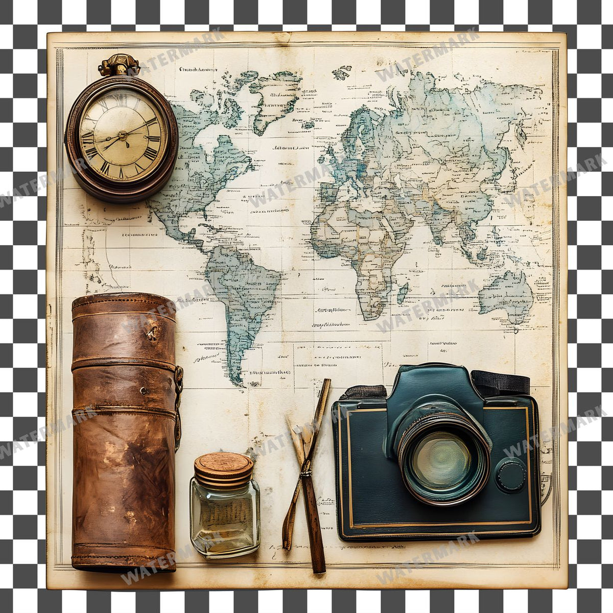 Travel Vintage Style Clipart Pngs