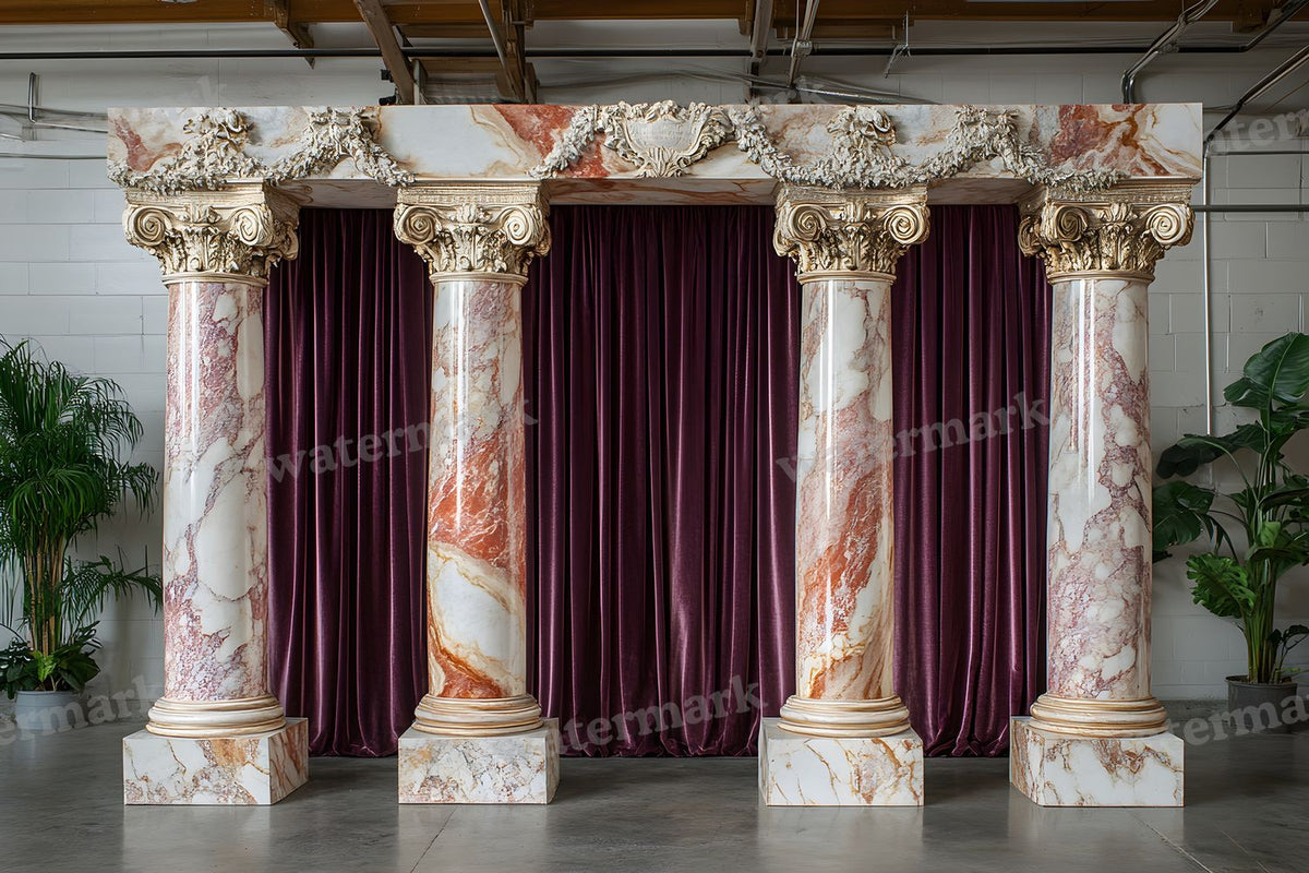 Baroque Marble Columns digital photo backdrop for photo editing, preview 37