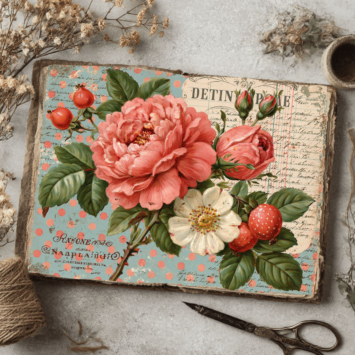 Faded Polka Dot Shabby Chic Journal Paper