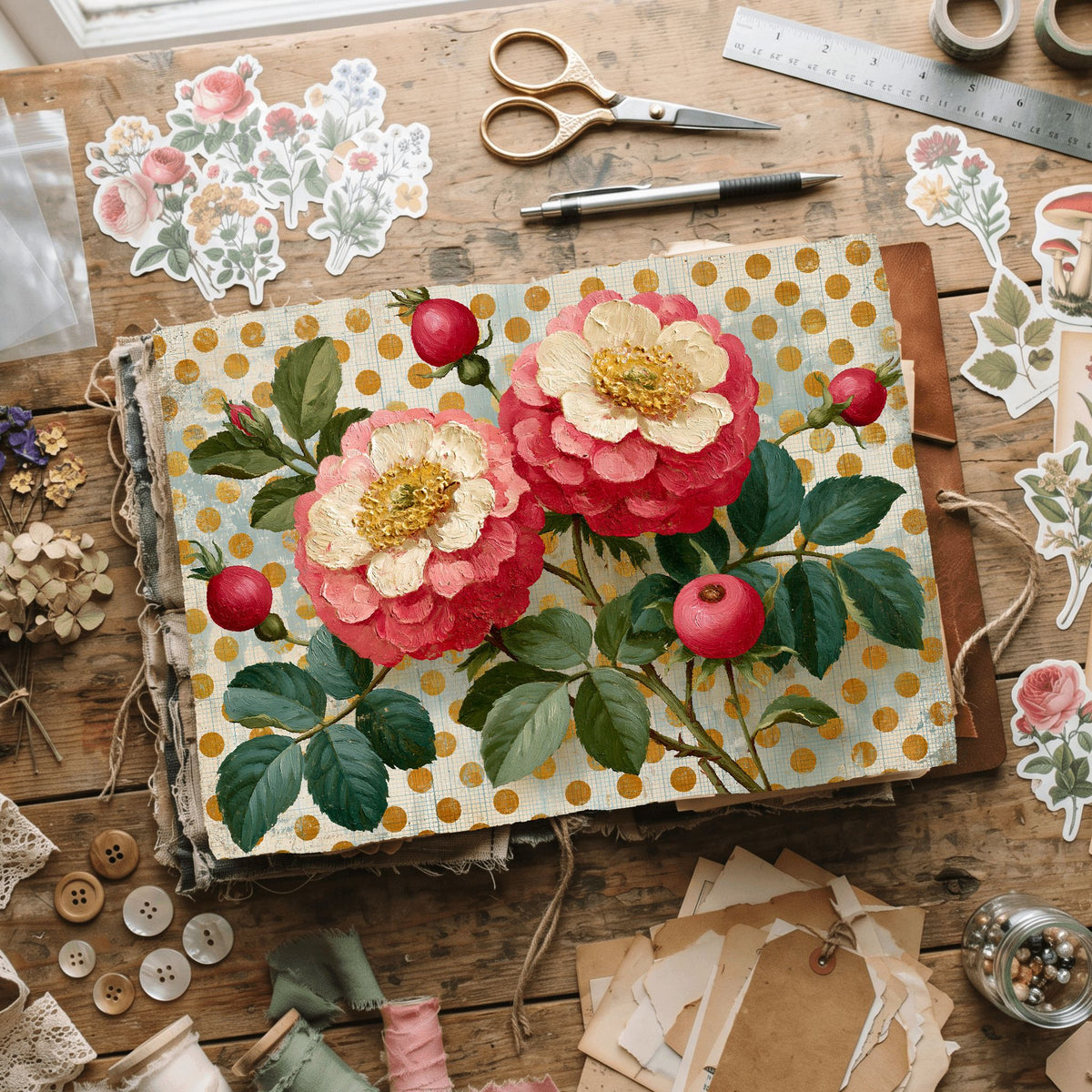 Pink & Gold Shabby Chic Journal Paper
