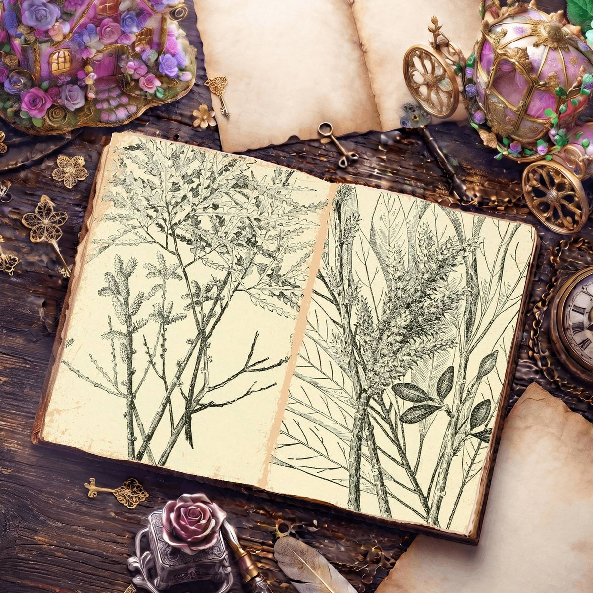 Botanical Sketches Digital Papers