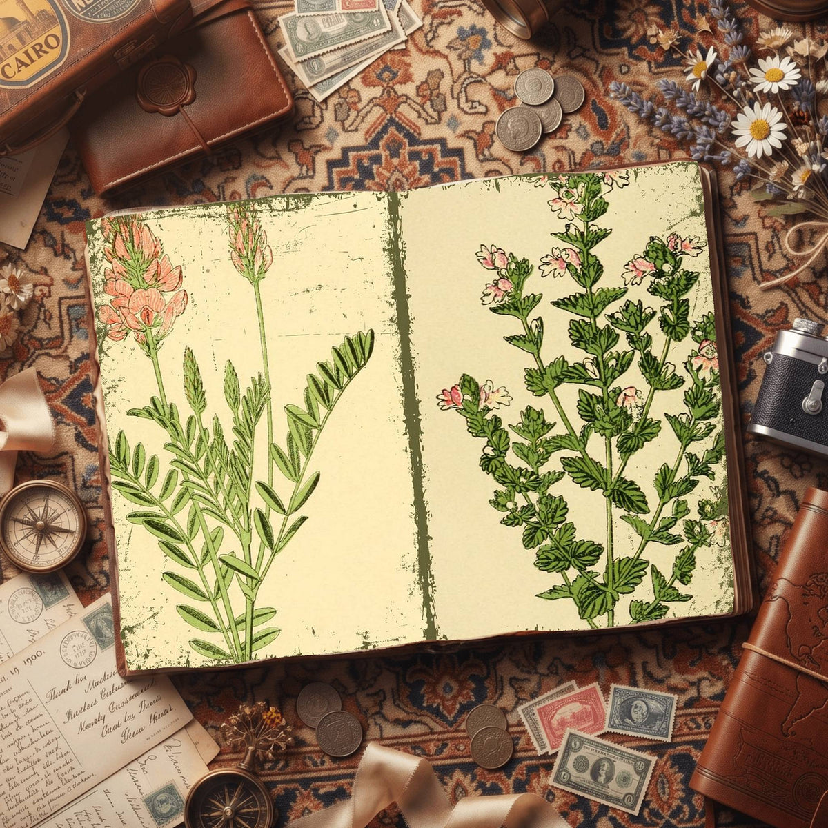 Botanical printable junk journal paper, page preview 38