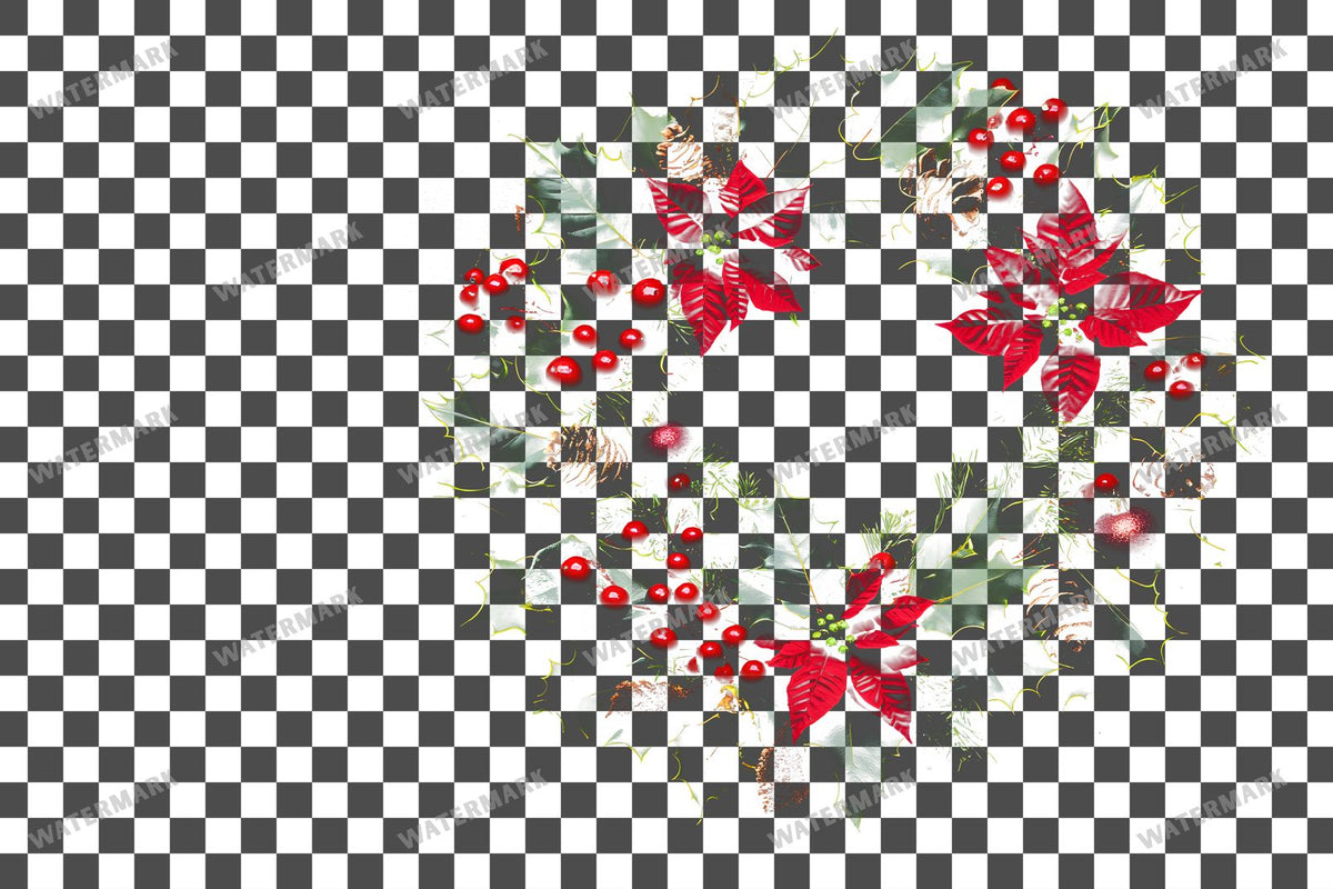 Christmas Wreath PNG overlay on a transparent checkered background, preview 38
