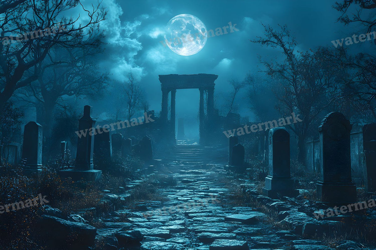 Moonlit Graveyard Backdrop Images