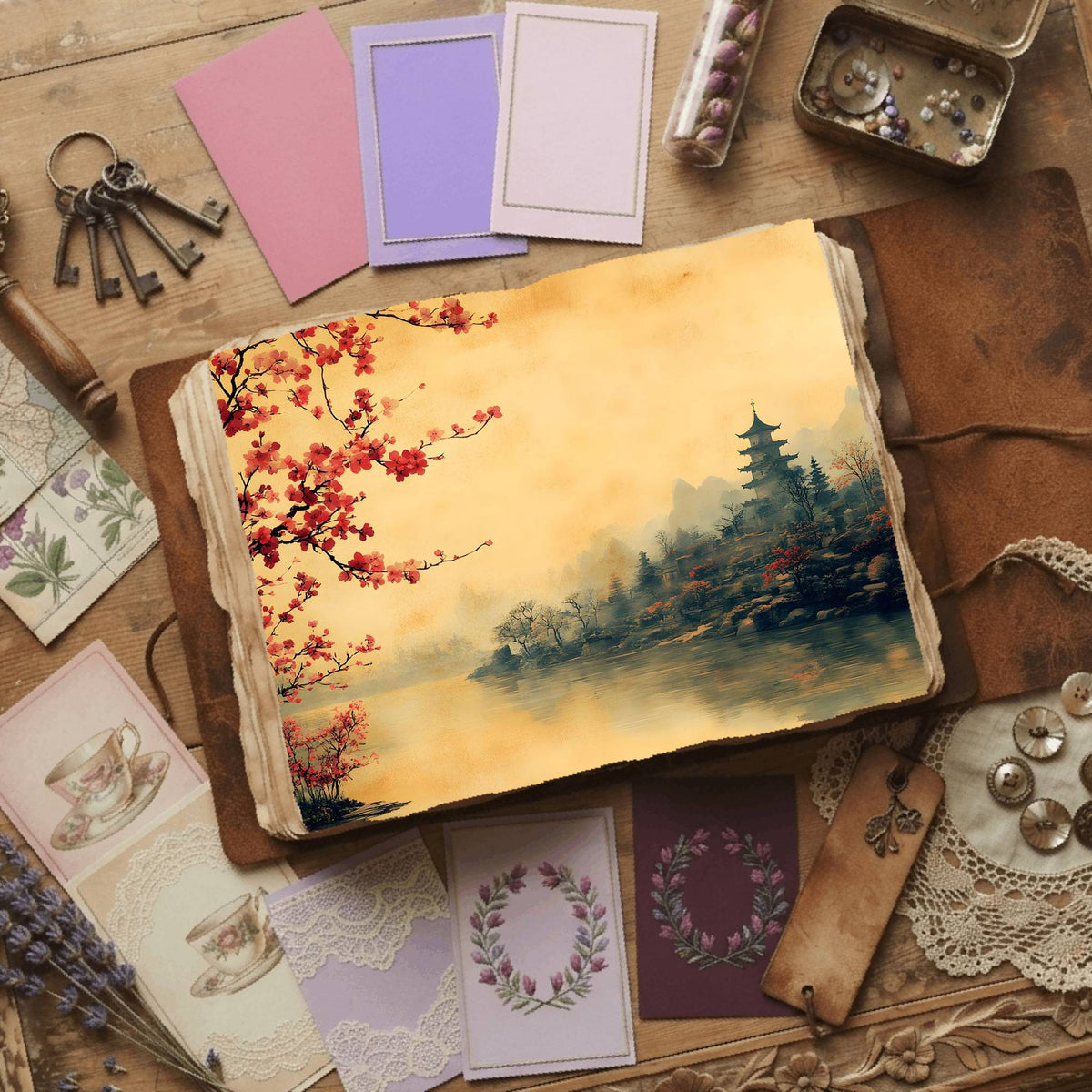 Royal Gardens printable junk journal paper, page preview 38