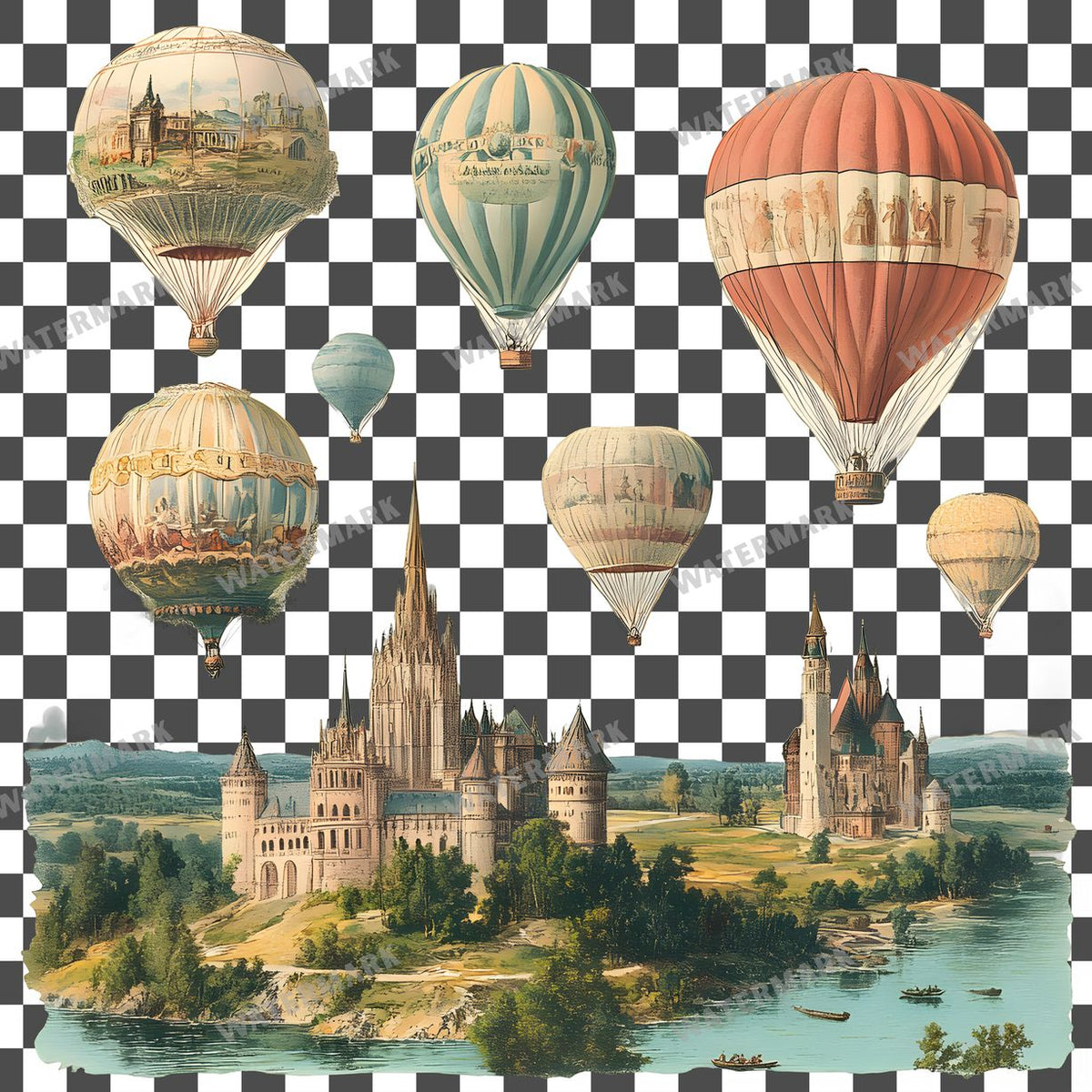 Travel Vintage Style Clipart Pngs