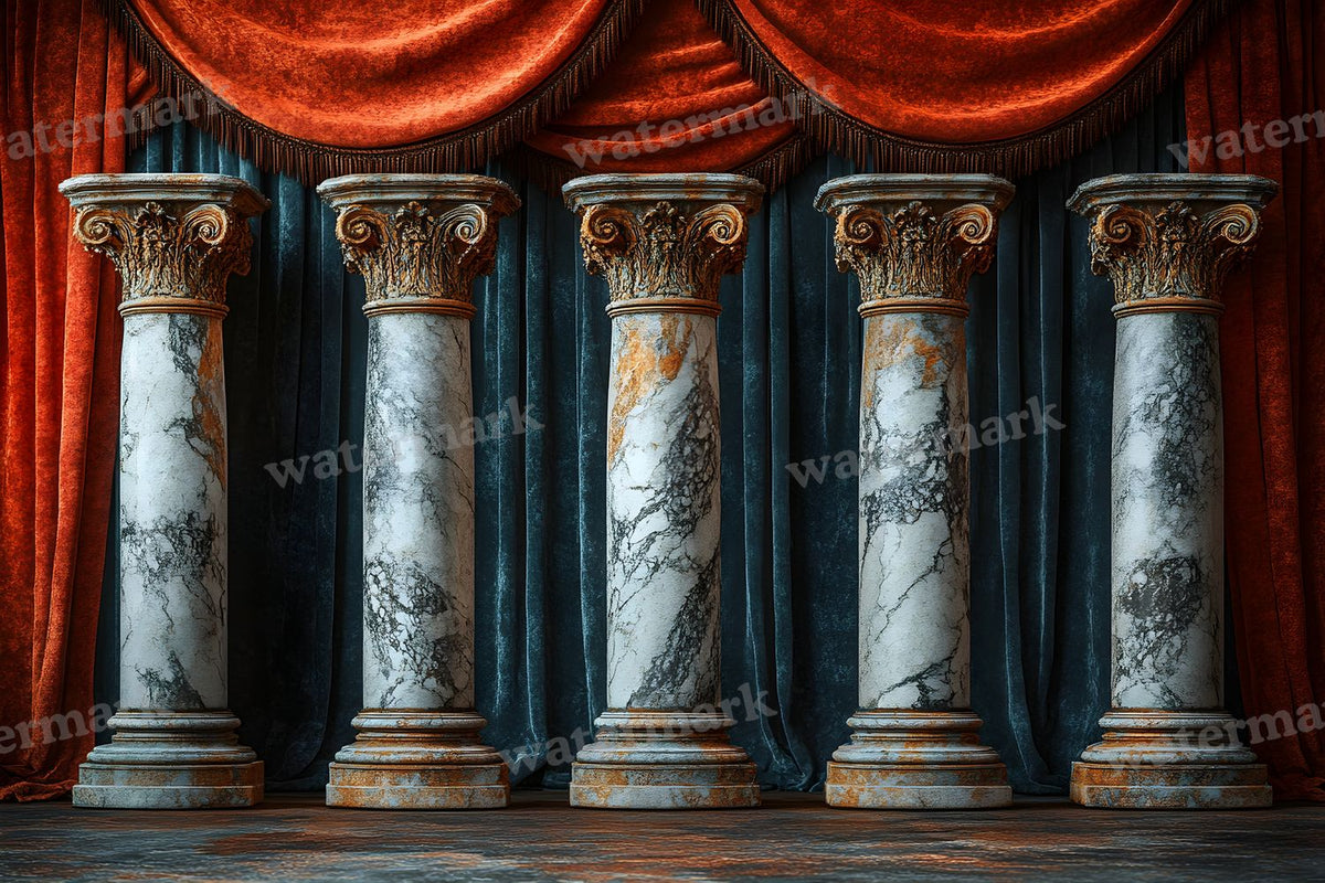 Baroque Marble Columns digital photo backdrop for photo editing, preview 38