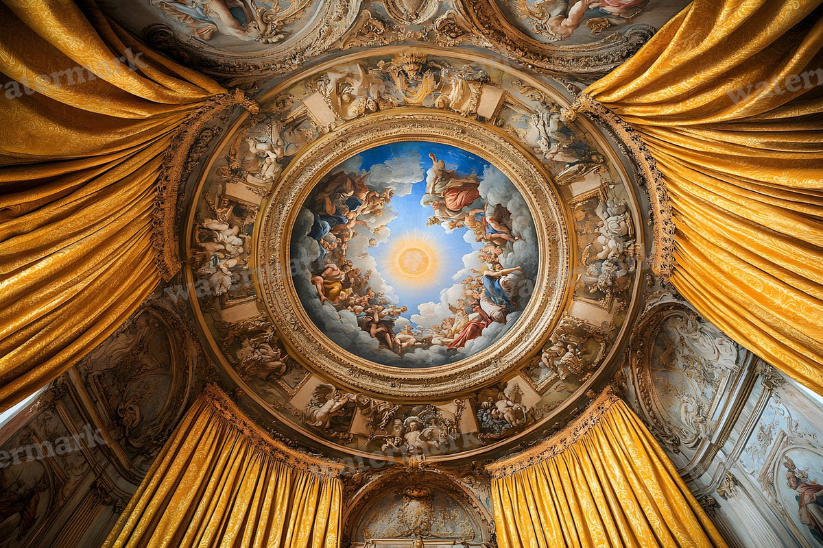 Baroque Regal Fresco digital photo backdrop for photo editing, preview 38