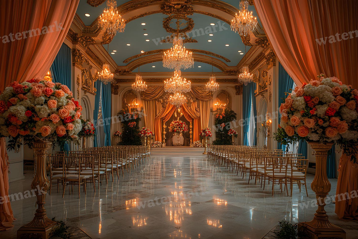 Opulent Wedding Ballroom digital photo backdrop for photo editing, preview 38