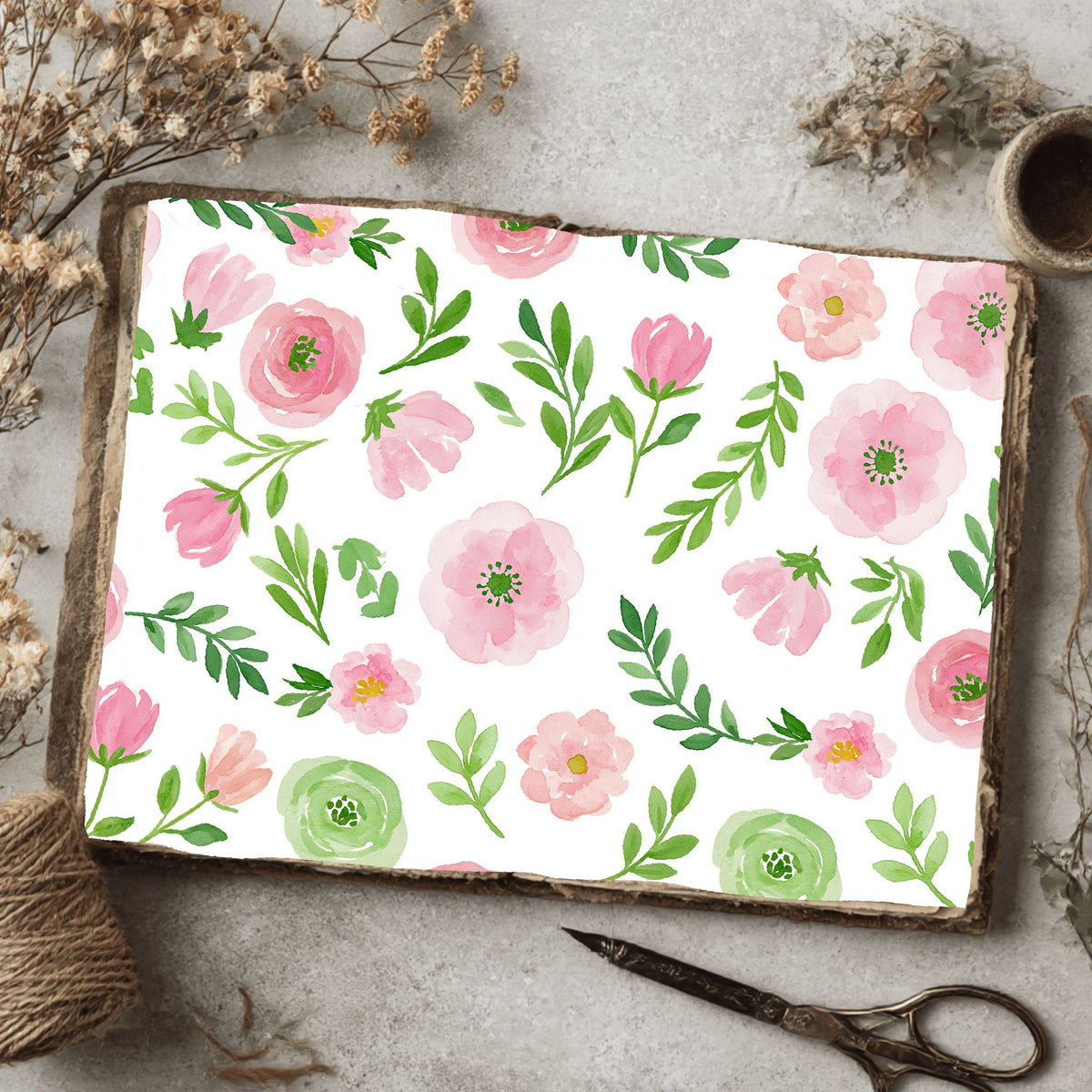 Pastel Pink & Green Watercolor Pattern