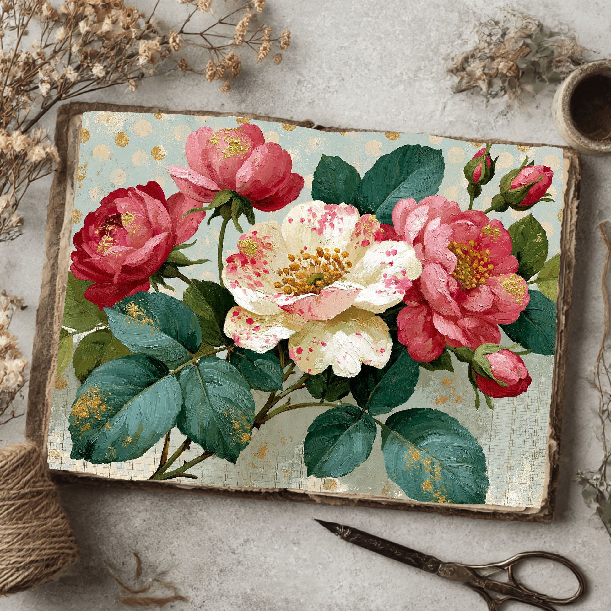 Pink & Gold Shabby Chic Journal Paper