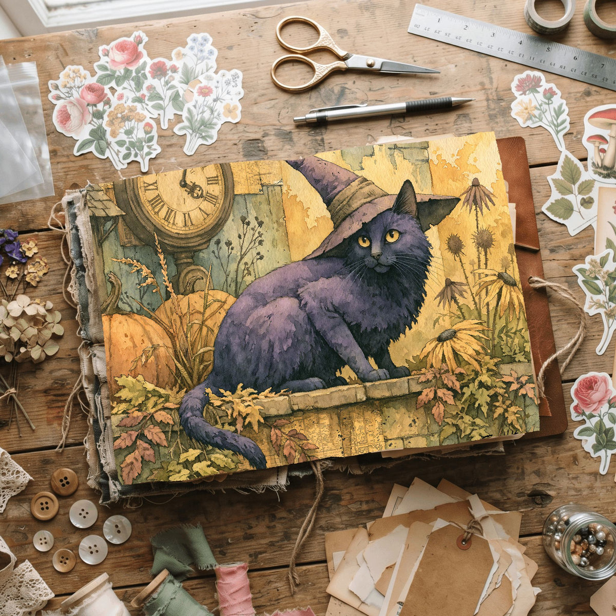 Purple Halloween Watercolor Art