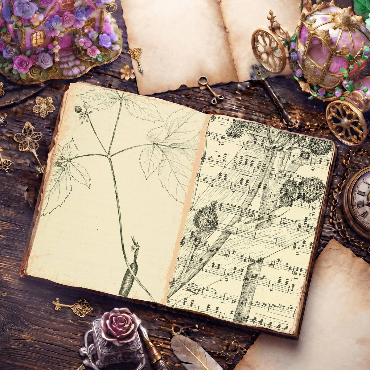 Botanical Sketches Digital Papers