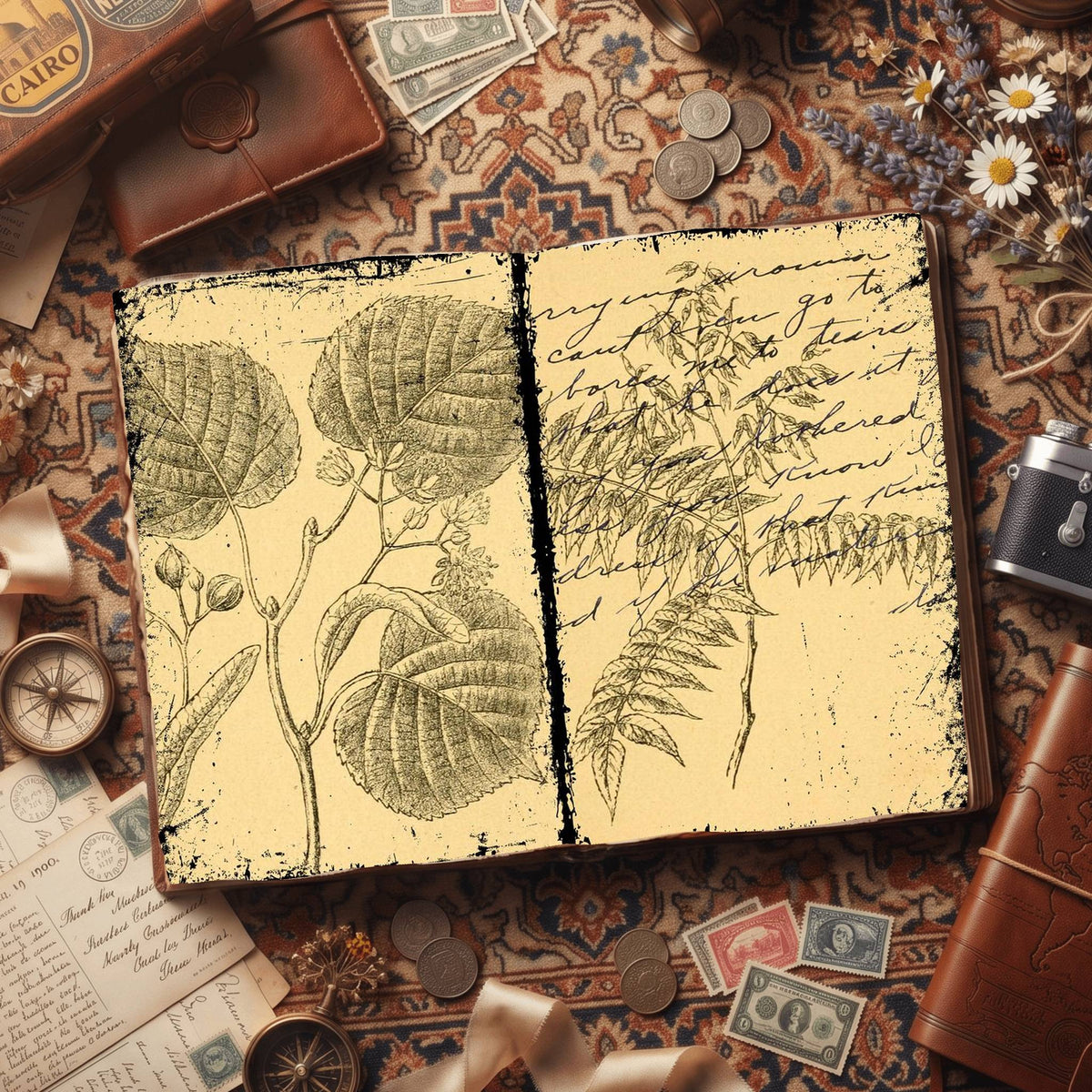 Botanical printable junk journal paper, page preview 39