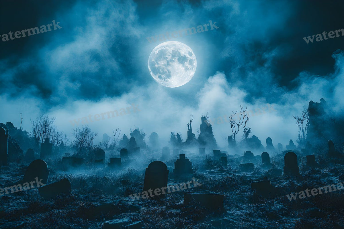 Moonlit Graveyard Backdrop Images