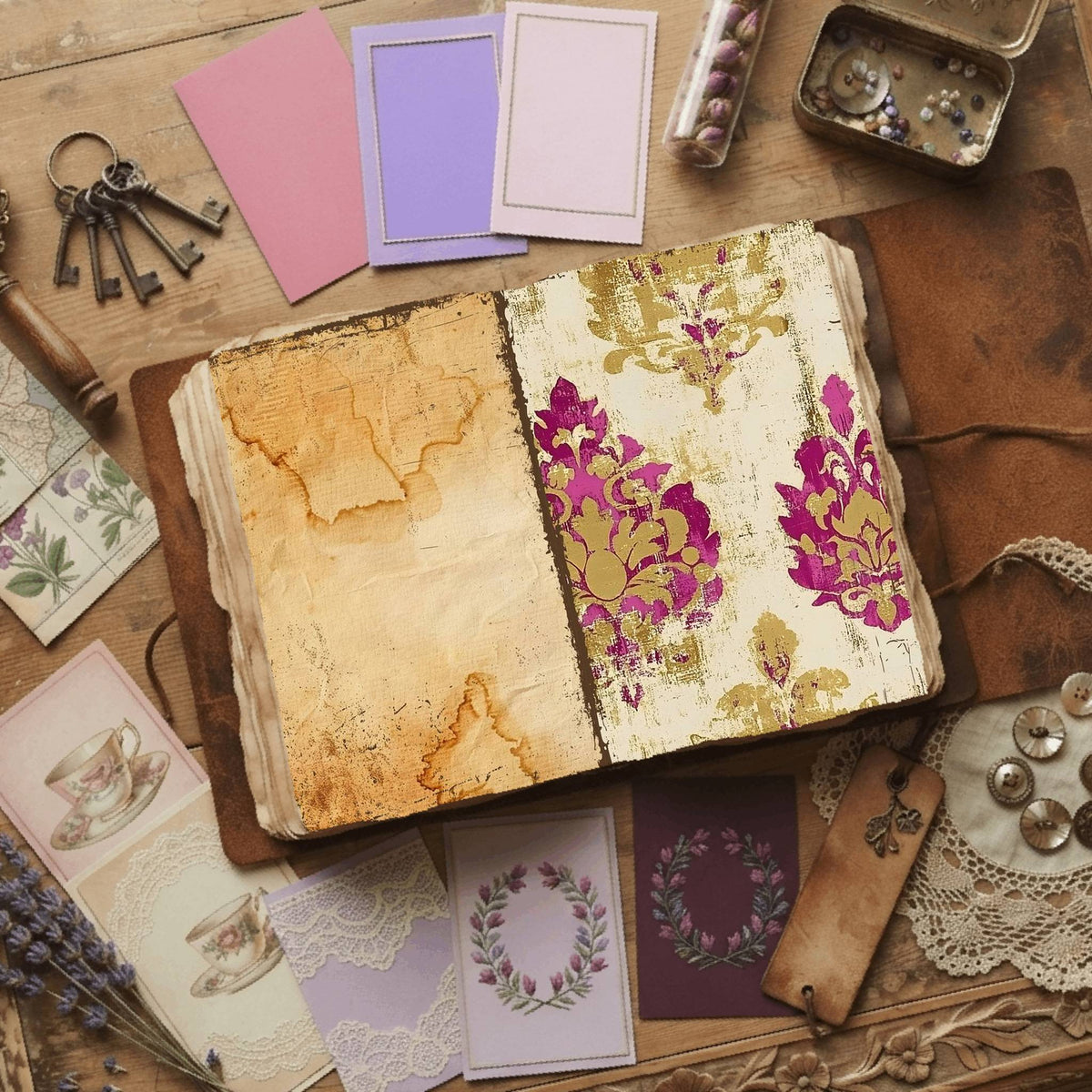 Regal Damask printable junk journal paper, page preview 39