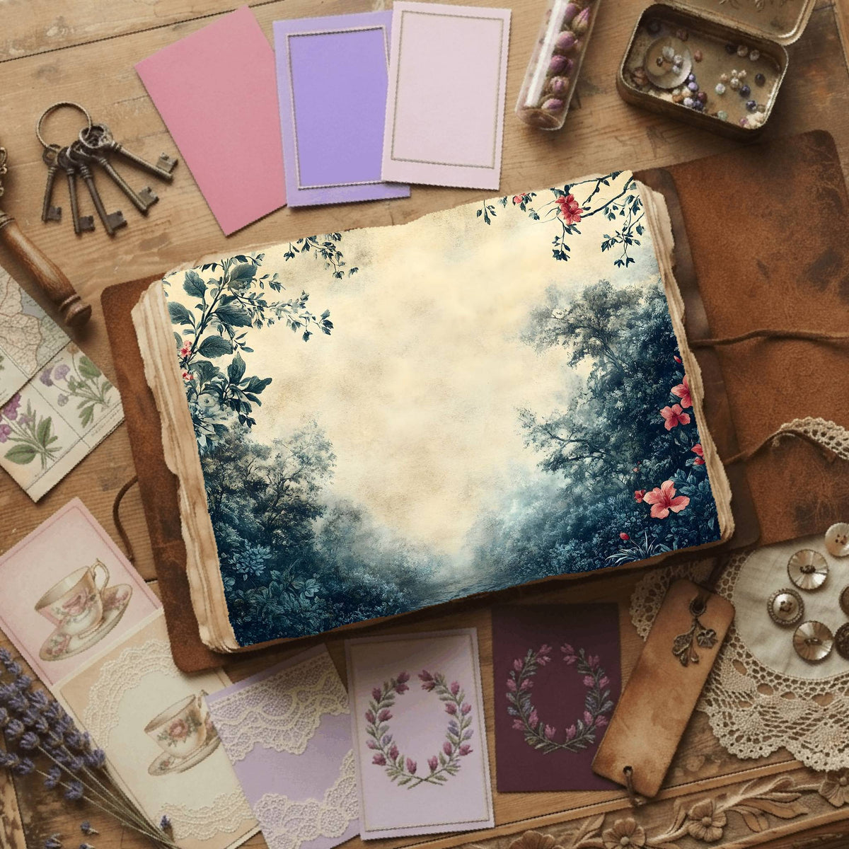 Royal Gardens printable junk journal paper, page preview 39