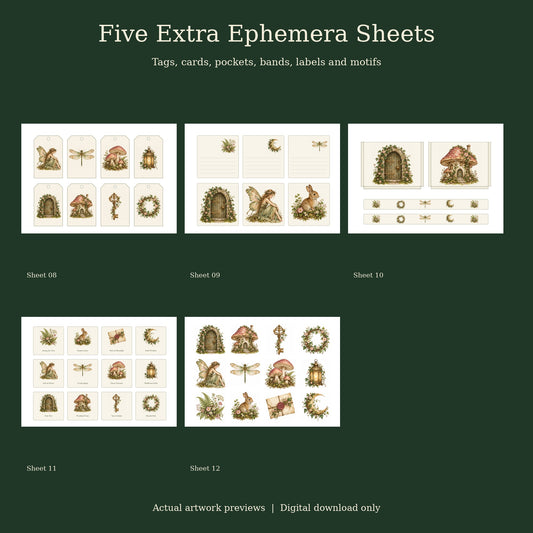 Enchanted Woodland Fairy Door - Printable Folio Kit, 12 Sheets, A4 & US Letter PDF
