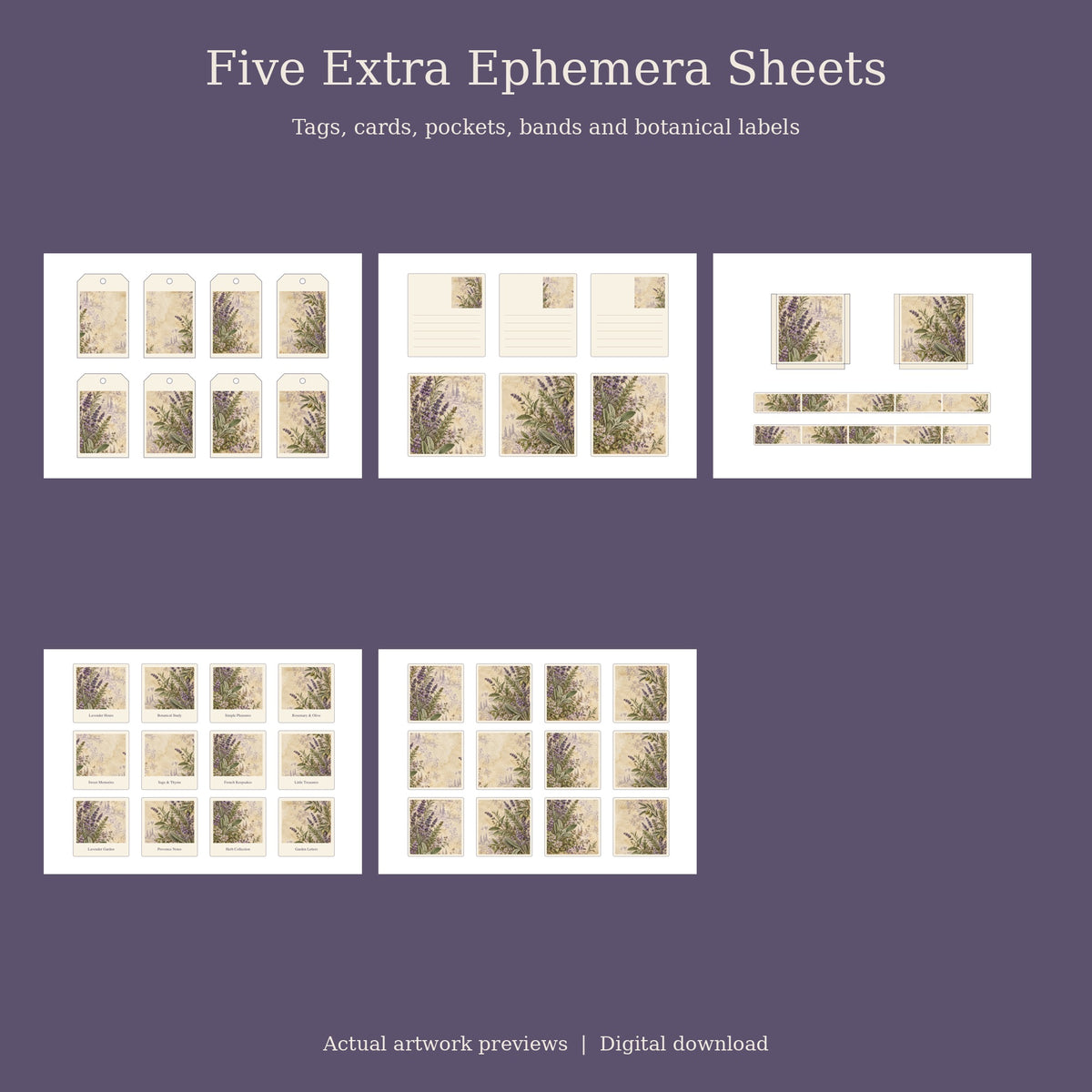 Provence Lavender & Herb - Printable Folio Kit, 12 Sheets, A4 & US Letter PDF