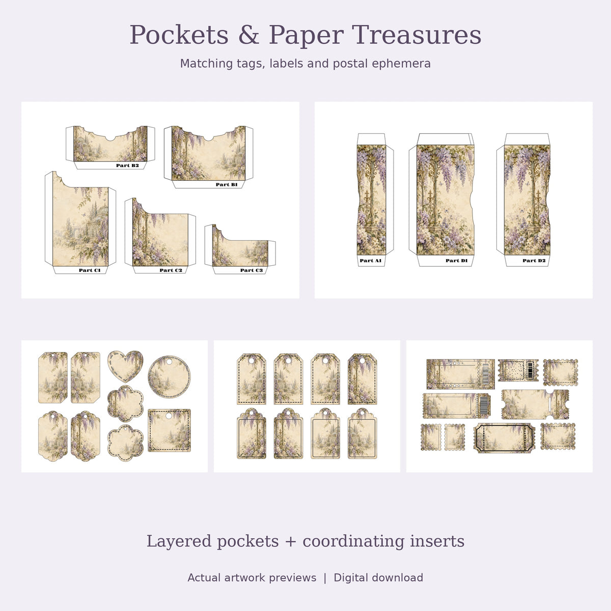 Wisteria & Secret Conservatory - Printable Folio Kit, A4 & US Letter PDF