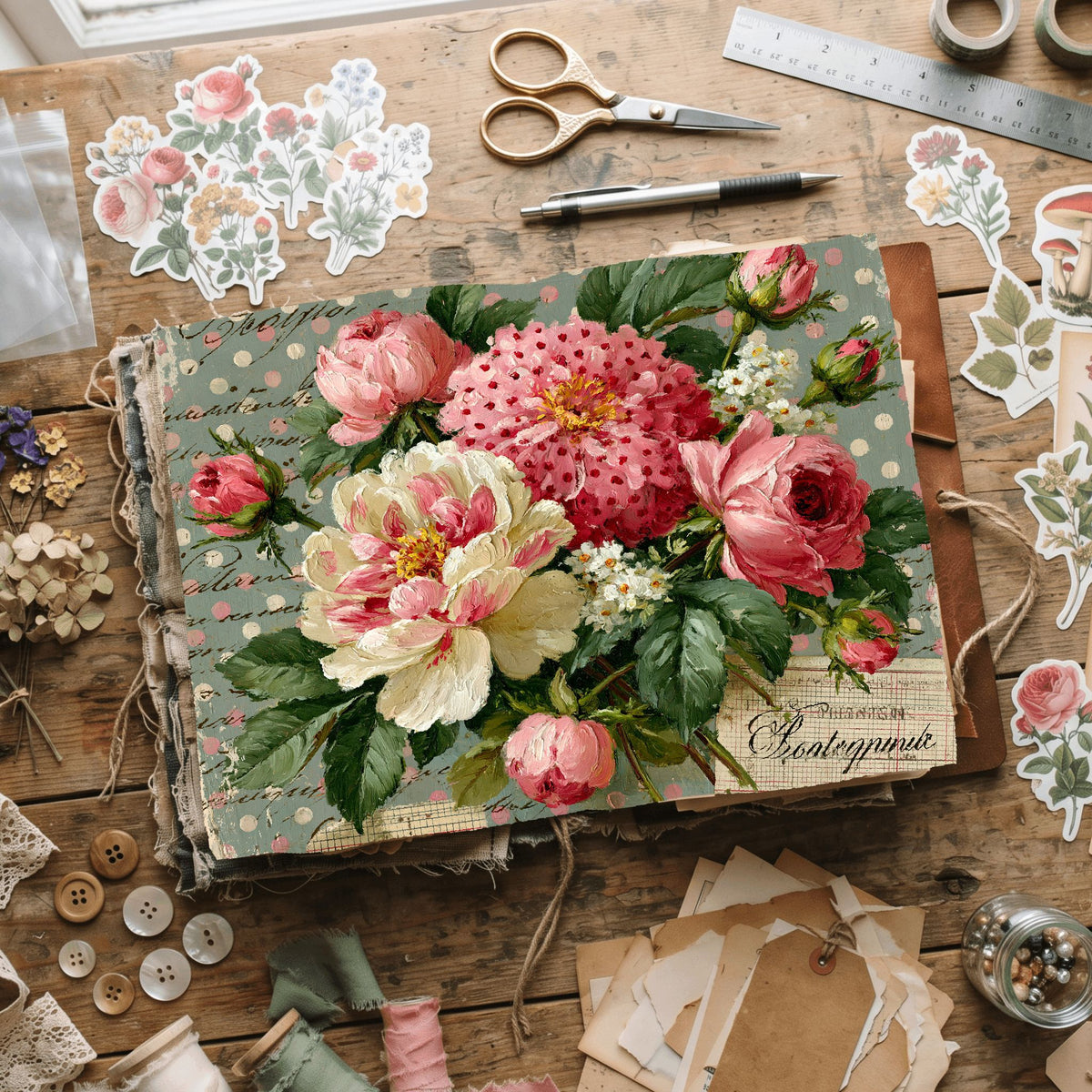 Faded Polka Dot Shabby Chic Journal Paper