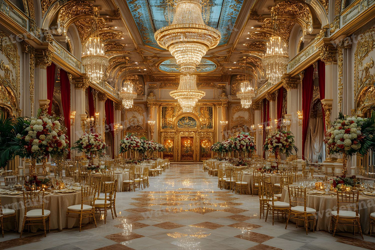 Opulent Wedding Ballroom digital photo backdrop for photo editing, preview 39