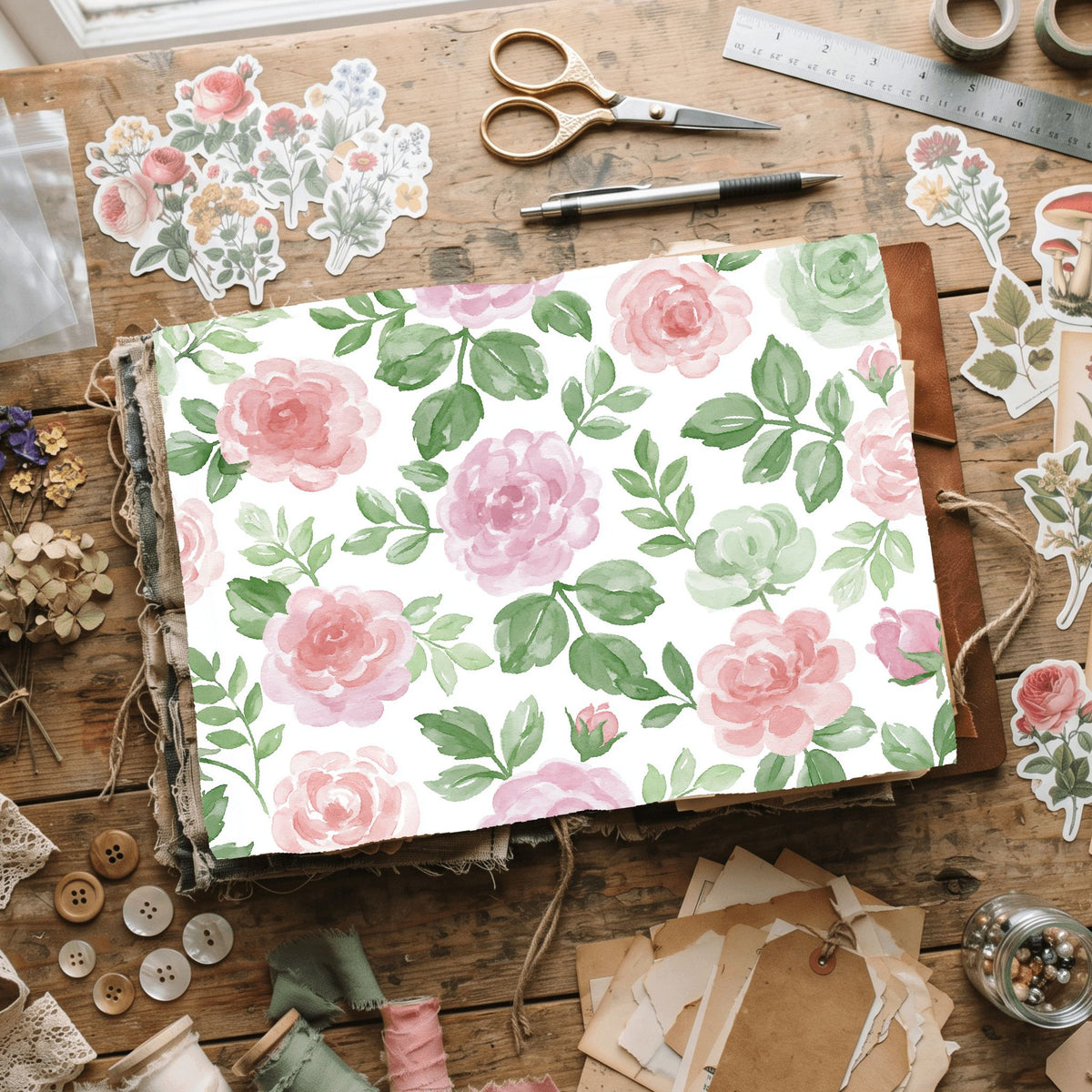 Pastel Pink & Green Watercolor Pattern