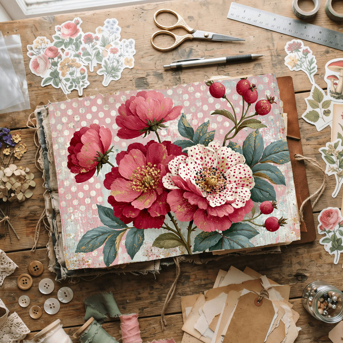 Pink & Gold Shabby Chic Journal Paper