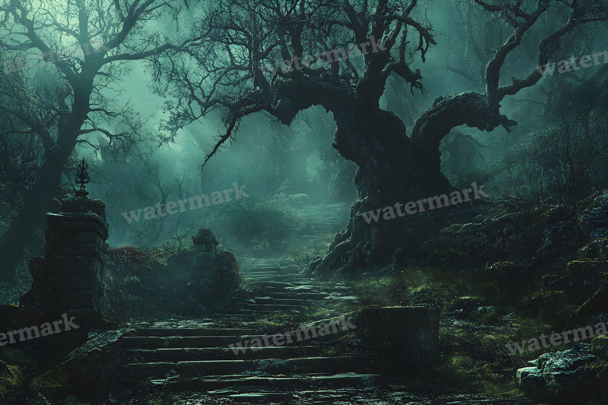 Spooky Forest digital photo backdrop for photo editing, preview 39