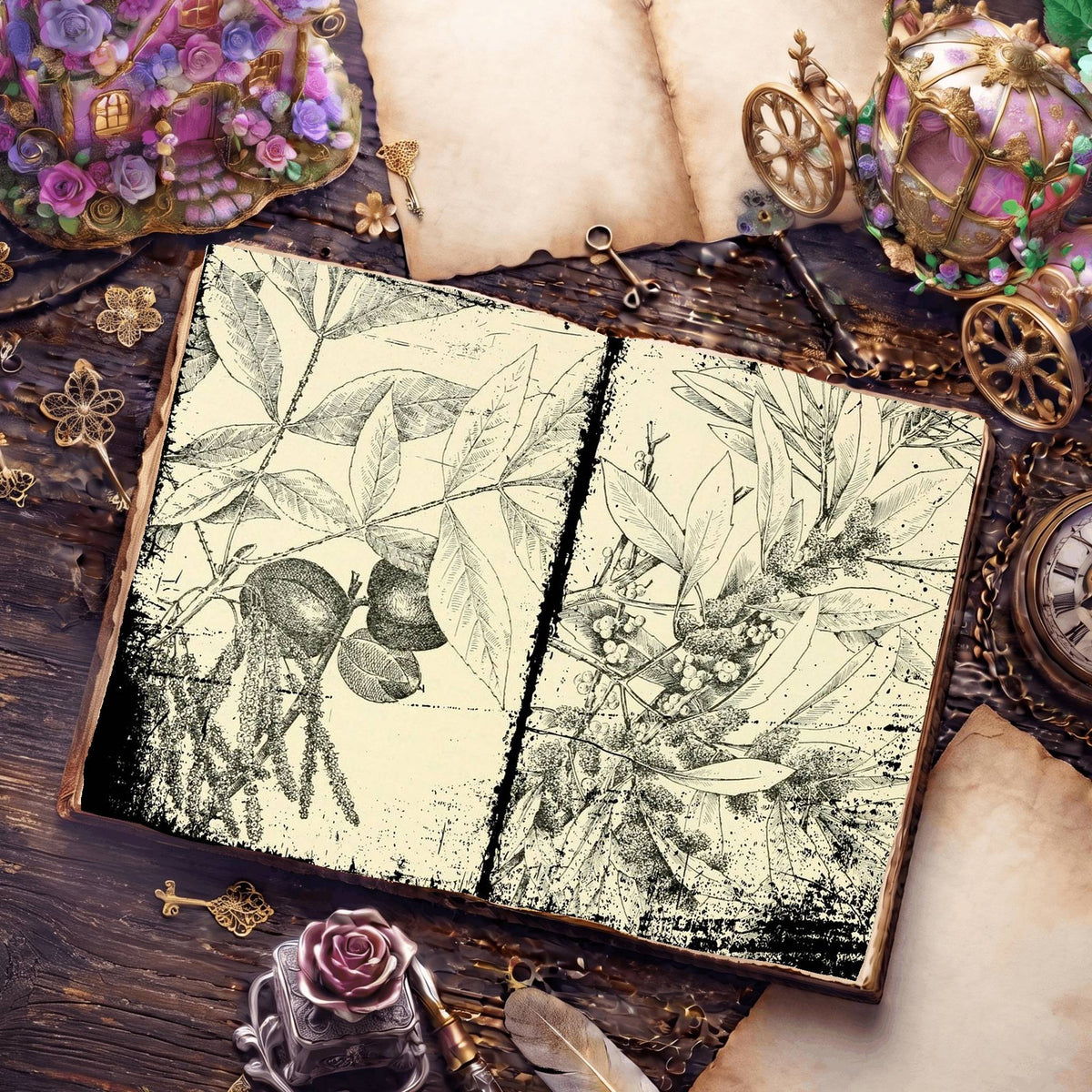 Botanical Sketches Digital Papers
