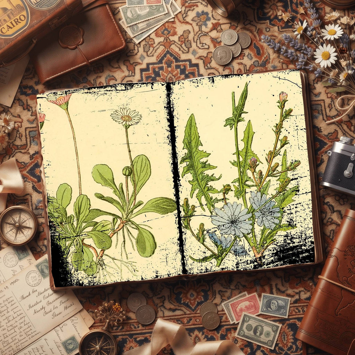 Botanical printable junk journal paper, page preview 40