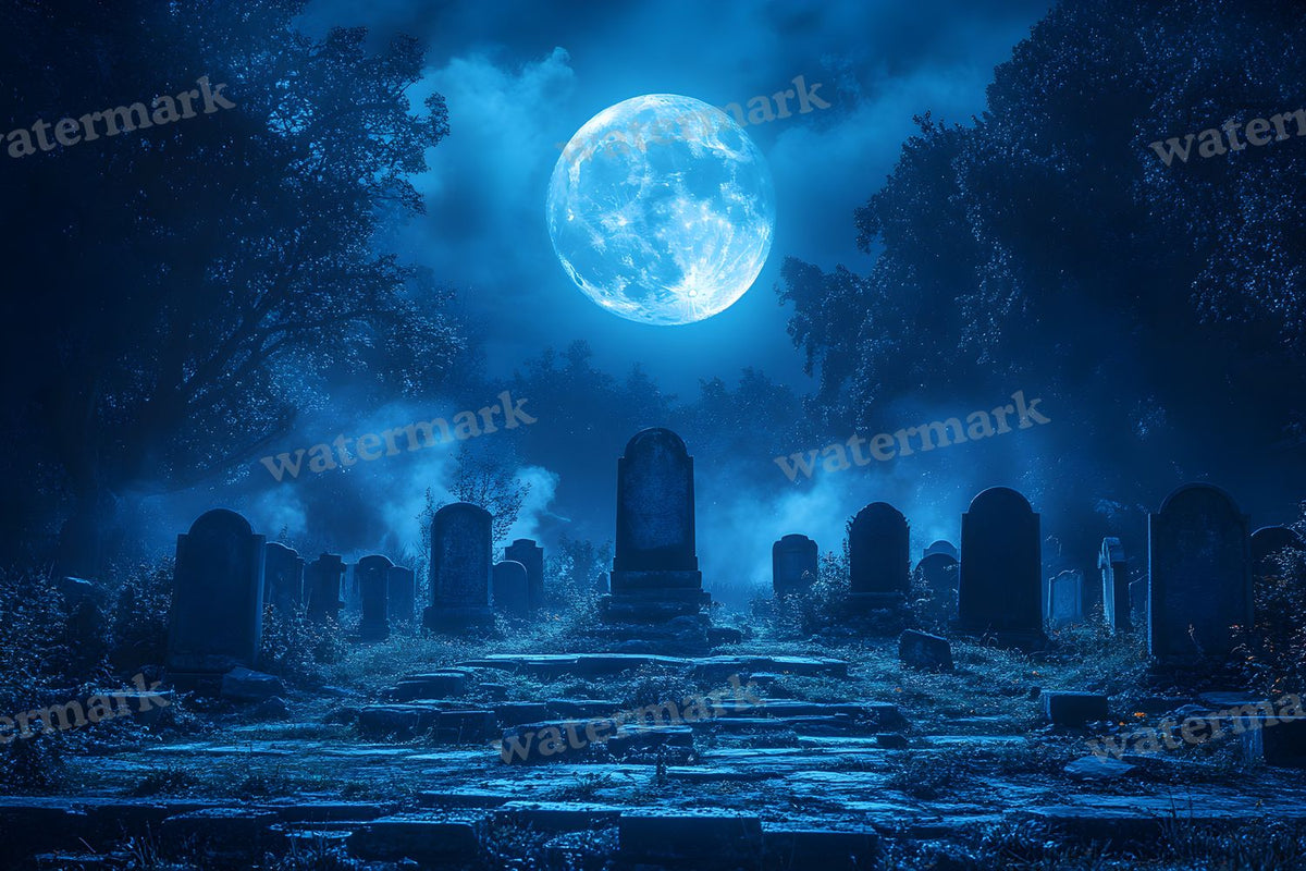 Moonlit Graveyard Backdrop Images