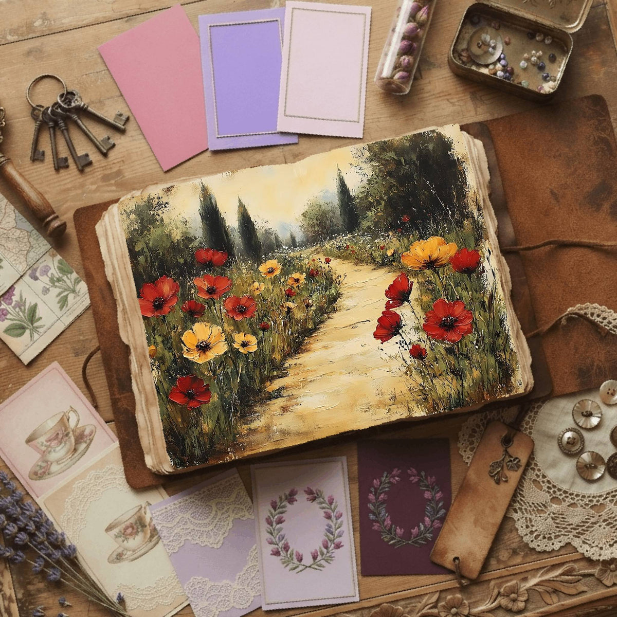 Royal Gardens printable junk journal paper, page preview 40