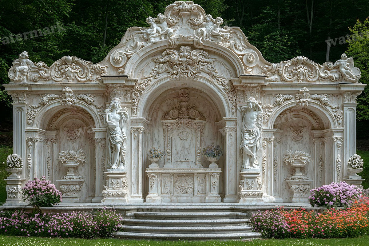 Baroque Marble Garden digital photo backdrop for photo editing, preview 40