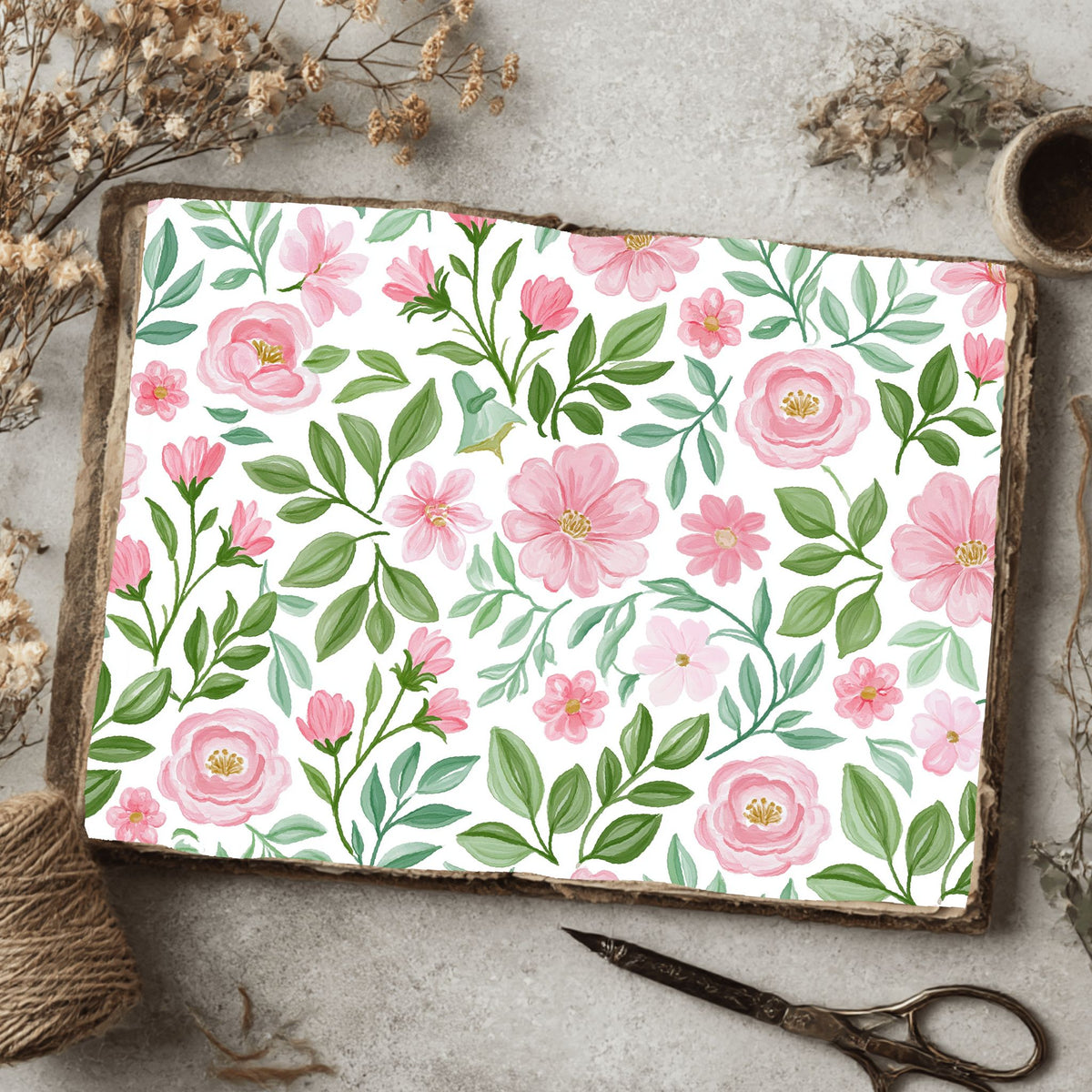 Pastel Pink & Green Watercolor Pattern